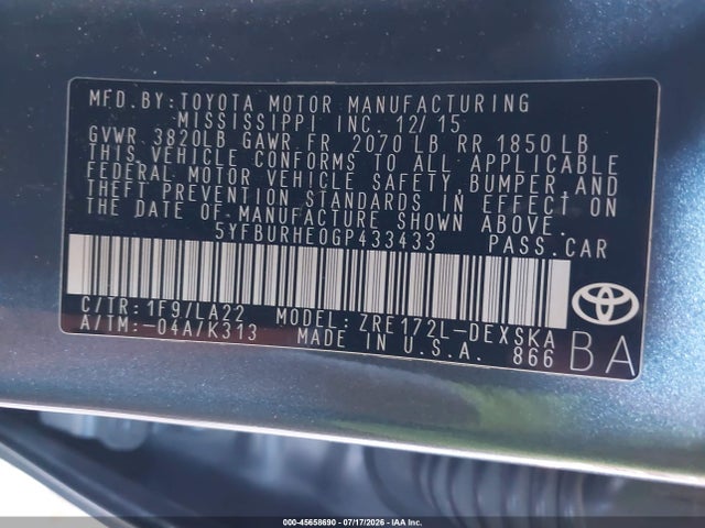 Toyota Corolla S Premium 2016 5YFBURHE0GP433433 Image 9