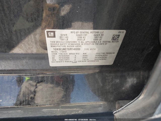 Aukcja sprzedaży 2016 Chevrolet Suburban Ltz, vin: 1GNSCJKC7GR146888, numer aukcji: 45658746