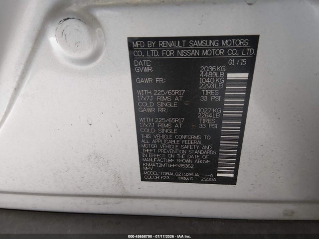 Nissan ROGUE SV 2015 KNMAT2MT6FP535362 Image 9