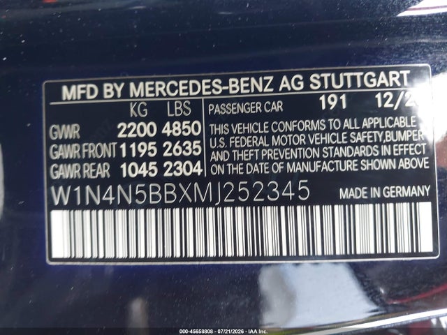 45658808 :رقم المزاد ، W1N4N5BBXMJ252345 vin ، 2021 Mercedes-benz Amg Gla 35 4matic مزاد بيع