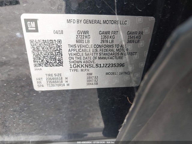 GMC Acadia Sle-2 2018 1GKKNSLS1JZ235396 Image 9