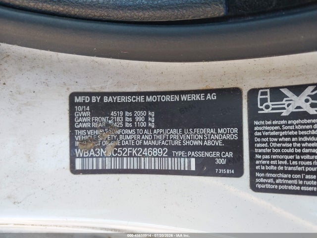 Продаж на аукціоні авто 2015 Bmw 428i Xdrive, vin: WBA3N9C52FK246892, номер лоту: 45658914
