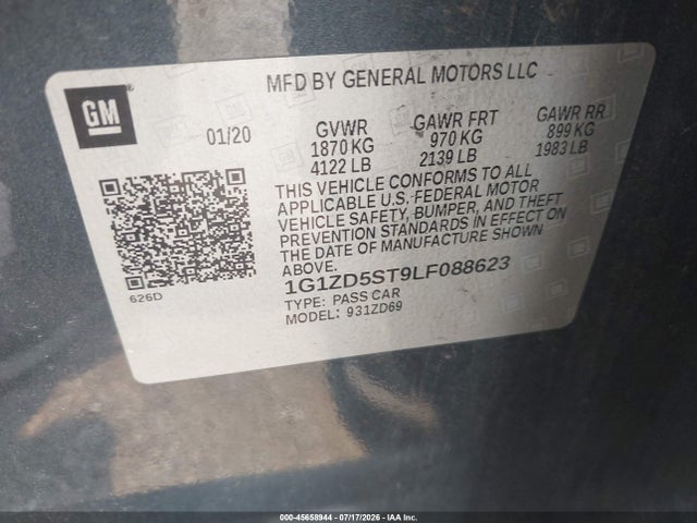 1G1ZD5ST9LF088623 Chevrolet Malibu Fwd Lt
