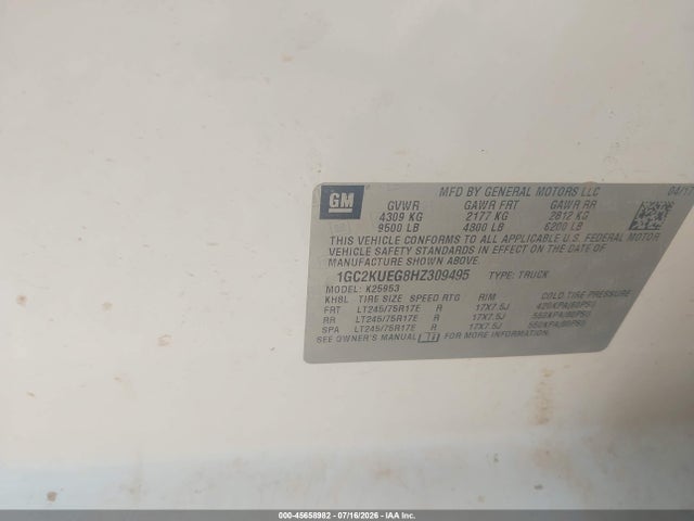 1GC2KUEG8HZ309495 Chevrolet Silverado 2500hd Work Truck