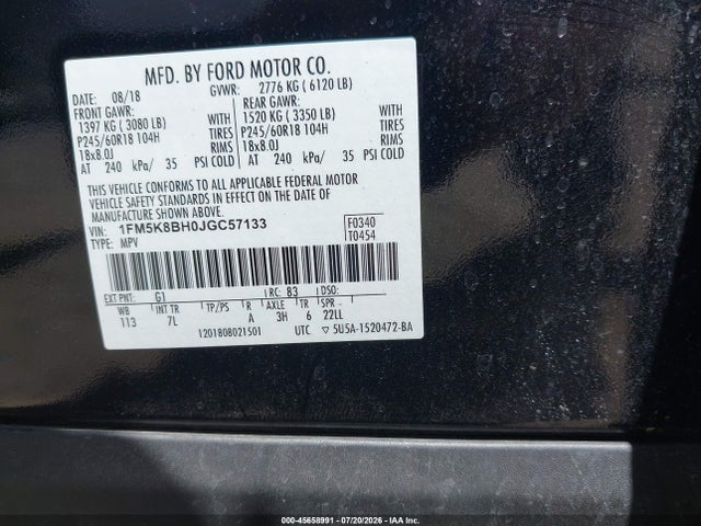 Ford Explorer 2018 1FM5K8BH0JGC57133 Image 9