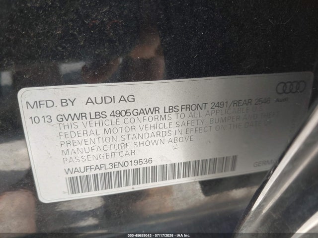 Aukcja sprzedaży 2014 Audi A4 2.0t Premium, vin: WAUFFAFL3EN019536, numer aukcji: 45659043