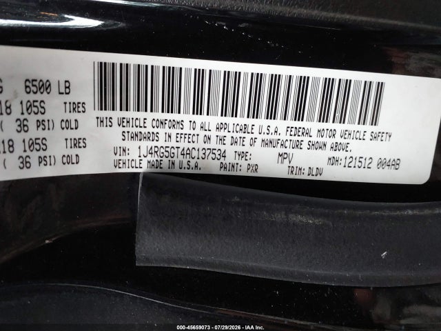 Продаж на аукціоні авто 2010 Jeep Commander Limited, vin: 1J4RG5GT4AC137534, номер лоту: 45659073