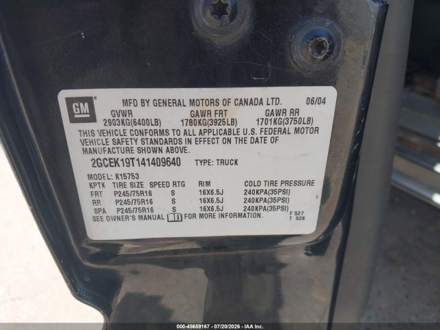 Продажа на аукционе авто 2004 Chevrolet Silverado 1500 Work Truck, vin: 2GCEK19T141409640, номер лота: 45659167