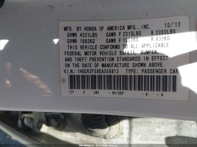 1HGCR2F59EA059813 Honda Accord Sport