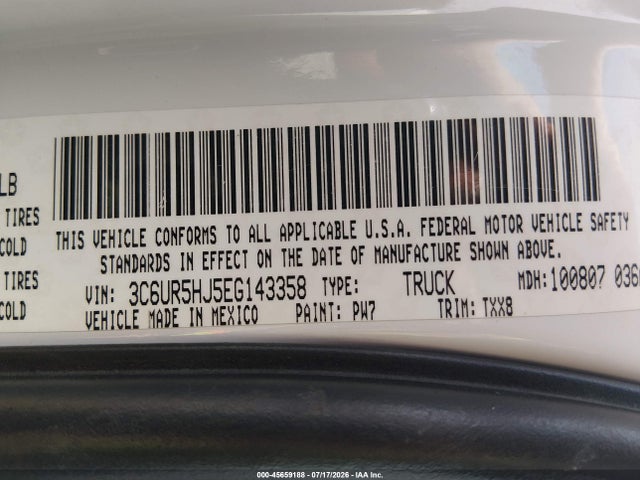 Aukcja sprzedaży 2014 Ram 2500 Tradesman, vin: 3C6UR5HJ5EG143358, numer aukcji: 45659188