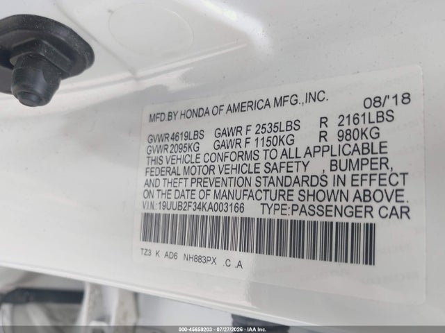 Продажа на аукционе авто 2019 Acura Tlx Standard, vin: 19UUB2F34KA003166, номер лота: 45659203