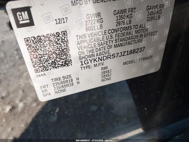 Aukcja sprzedaży 2018 Cadillac Xt5 Luxury, vin: 1GYKNDRS7JZ188237, numer aukcji: 45659237