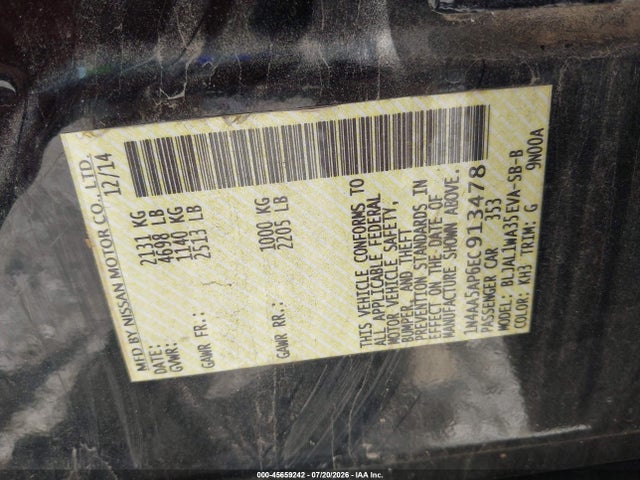 Nissan Maxima 3.5 Sv 2014 1N4AA5AP6EC913478 Image 9