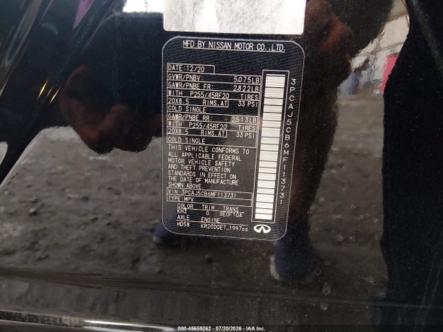 2021 Infiniti Qx50 Sensory Awd მანქანა იყიდება აუქციონზე, vin: 3PCAJ5CB6MF113731, აუქციონის ნომერი: 45659262