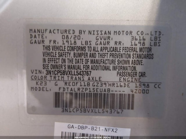 Nissan Kicks S Xtronic Cvt 2020 3N1CP5BVXLL543767 Image 9