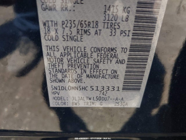 Infiniti QX60 2017 5N1DL0MN5HC513331 Image 9