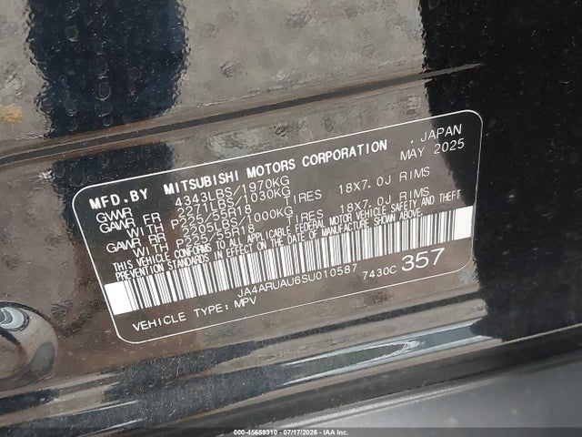 Aukcja sprzedaży 2025 Mitsubishi Outlander Sport 2.0 Es Awc, vin: JA4ARUAU6SU010587, numer aukcji: 45659310