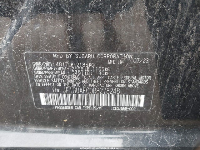 2024 Subaru Impreza Sport 5-door მანქანა იყიდება აუქციონზე, vin: JF1GUAFC0R8278248, აუქციონის ნომერი: 45659315