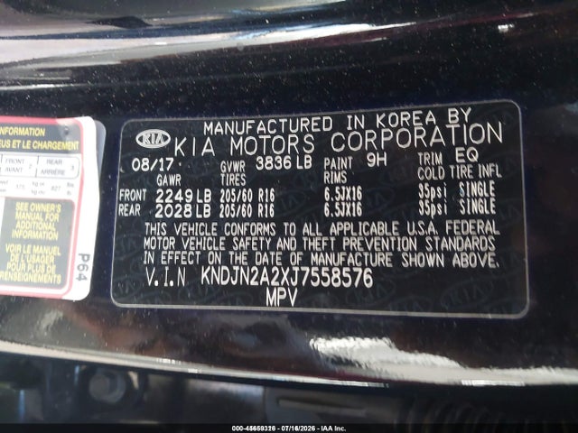 KIA Soul 2018 KNDJN2A2XJ7558576 Image 9
