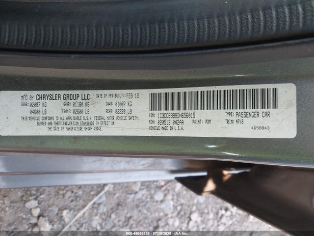 2013 Chrysler 200 Touring მანქანა იყიდება აუქციონზე, vin: 1C3CCBBB9DN656015, აუქციონის ნომერი: 45659338