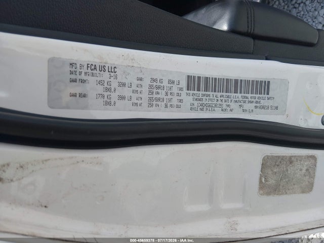 Продаж на аукціоні авто 2016 Dodge Durango Limited, vin: 1C4RDHDG6GC361291, номер лоту: 45659378