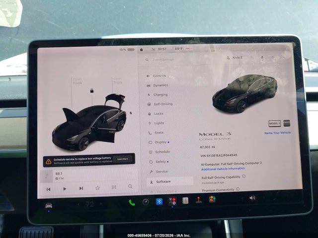 2018 Tesla Model 3 Long Range/mid Range მანქანა იყიდება აუქციონზე, vin: 5YJ3E1EA2JF044946, აუქციონის ნომერი: 45659406