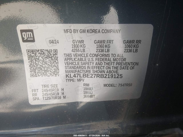 Aukcja sprzedaży 2024 Buick Envista Sport Touring Fwd, vin: KL47LBE27RB219125, numer aukcji: 45659411