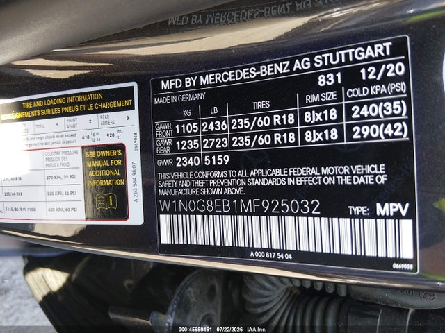 W1N0G8EB1MF925032 Mercedes-Benz Glc 300 4matic Suv