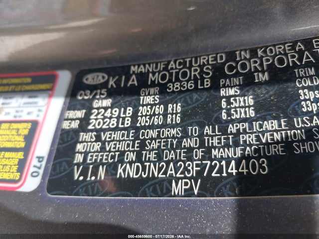 KIA Soul 2015 KNDJN2A23F7214403 Image 9