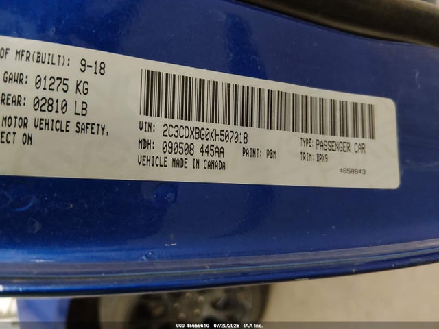 Aukcja sprzedaży 2019 Dodge Charger Sxt Rwd, vin: 2C3CDXBG0KH507018, numer aukcji: 45659610