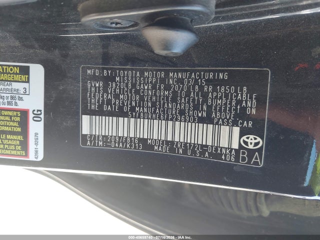 Toyota Corolla Le Plus 2015 5YFBURHE6FP296903 Image 9