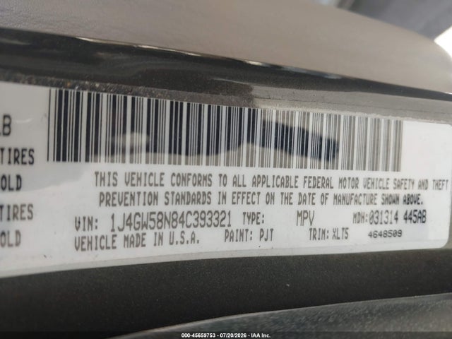 Продажа на аукционе авто 2004 Jeep Grand Cherokee Limited, vin: 1J4GW58N84C393321, номер лота: 45659753