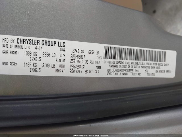 Dodge Grand Caravan Se 2014 2C4RDGBG6ER353385 Image 9