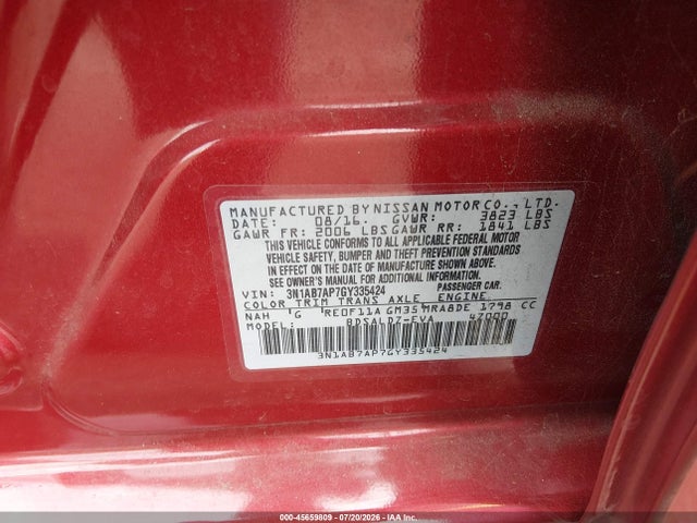 3N1AB7AP7GY335424 Nissan SENTRA SV