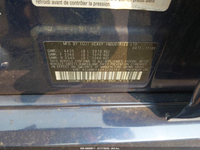 45659811 :رقم المزاد ، 4S3BMCK60A3230203 vin ، 2010 Subaru Legacy 2.5i Limited مزاد بيع