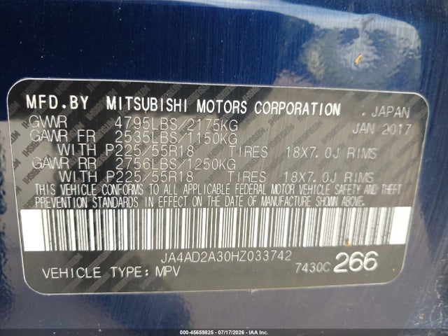 Mitsubishi Outlander Es 2017 JA4AD2A30HZ033742 Image 9