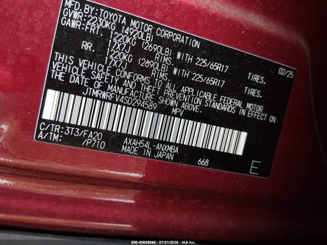 JTMRWRFV4SD294589 Toyota Rav4 Hybrid Xle