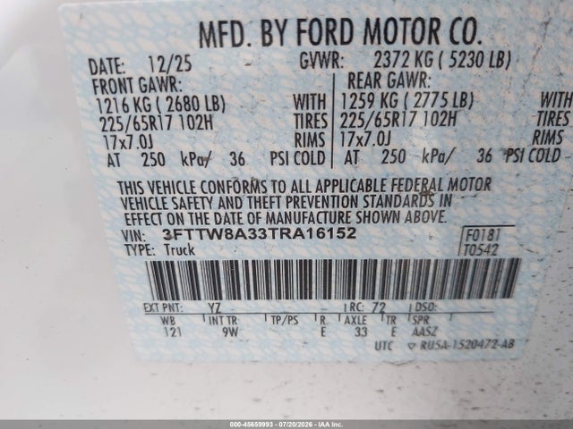 Ford Maverick Xl 2026 3FTTW8A33TRA16152 Image 9