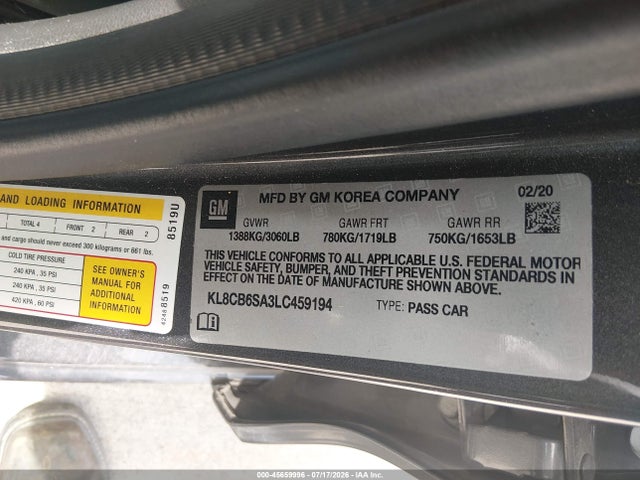 Chevrolet Spark Fwd Ls Automatic 2020 KL8CB6SA3LC459194 Image 9