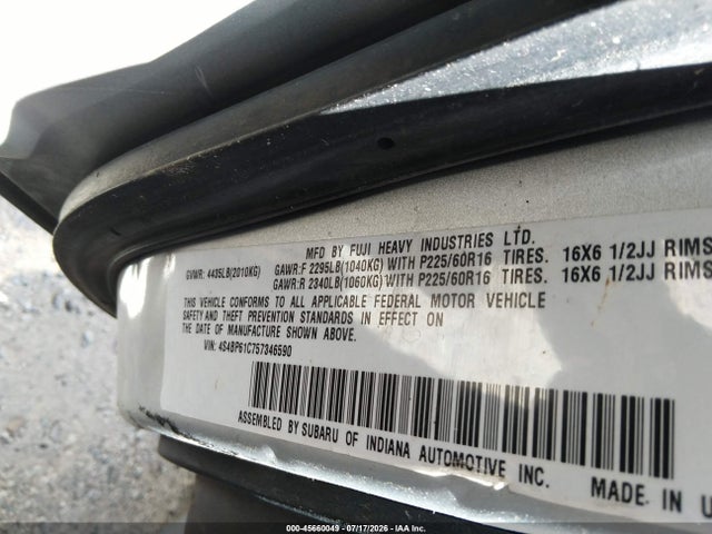 Продаж на аукціоні авто 2005 Subaru Outback 2.5i, vin: 4S4BP61C757346590, номер лоту: 45660049