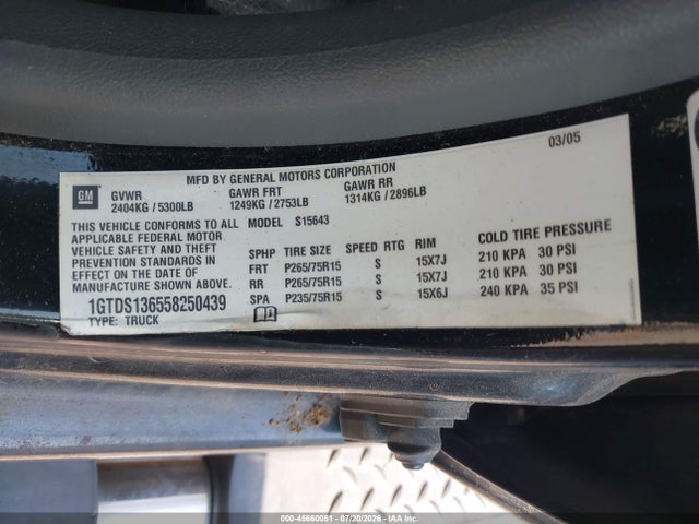 Продажа на аукционе авто 2005 Gmc Canyon Sle, vin: 1GTDS136558250439, номер лота: 45660051