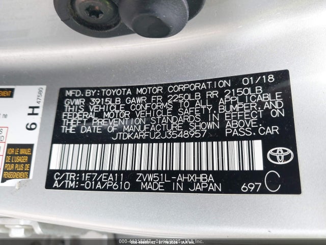 Toyota Prius Four Touring 2018 JTDKARFU2J3548957 Image 9