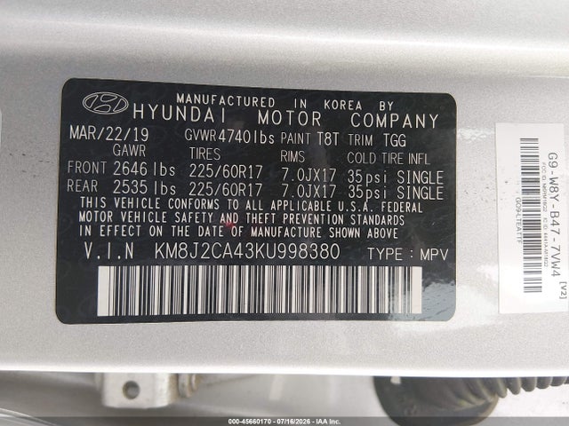 Hyundai TUCSON SE 2019 KM8J2CA43KU998380 Image 9
