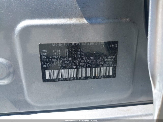 45660217 :رقم المزاد ، 4S3BNAN60G3011070 vin ، 2016 Subaru Legacy 2.5i Limited مزاد بيع