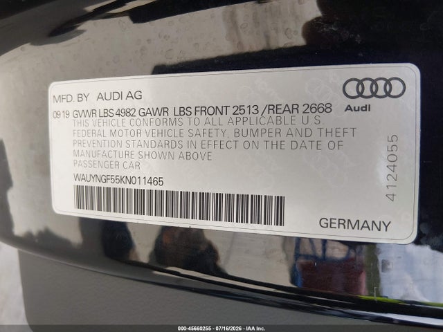 Продаж на аукціоні авто 2019 Audi A5 45 Premium, vin: WAUYNGF55KN011465, номер лоту: 45660255