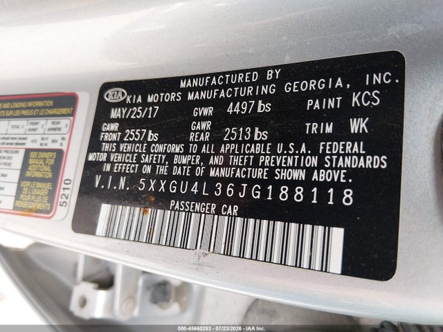 KIA OPTIMA EX 2018 5XXGU4L36JG188118 Image 9