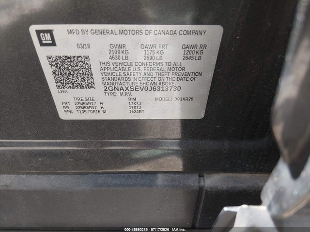 Chevrolet EQUINOX LT 2018 2GNAXSEV0J6313730 Image 9