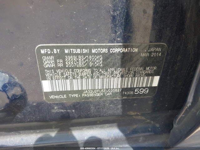 Продажа на аукционе авто 2014 Mitsubishi Lancer Es, vin: JA32U2FU5EU020827, номер лота: 45660304