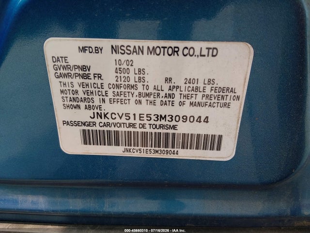 Продажа на аукционе авто 2003 Infiniti G35 Luxury Leather, vin: JNKCV51E53M309044, номер лота: 45660310