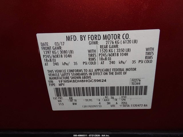 1FM5K8DH8HGC59624 Ford EXPLORER XLT